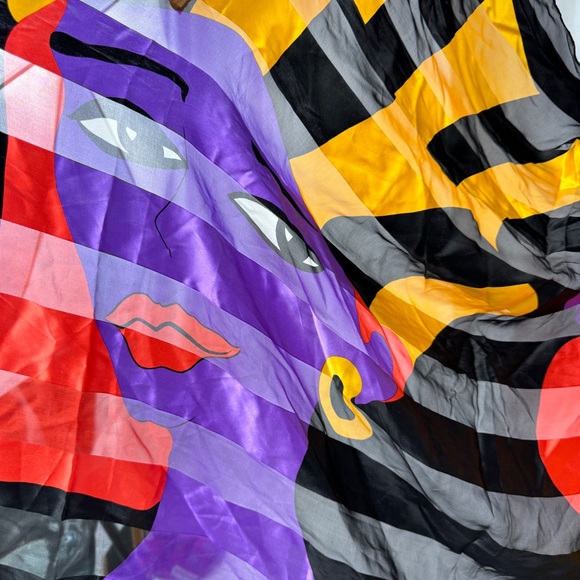 Retro Bright Kate Scarf Satan Bold Sheer Wrap - Picture 4 of 9